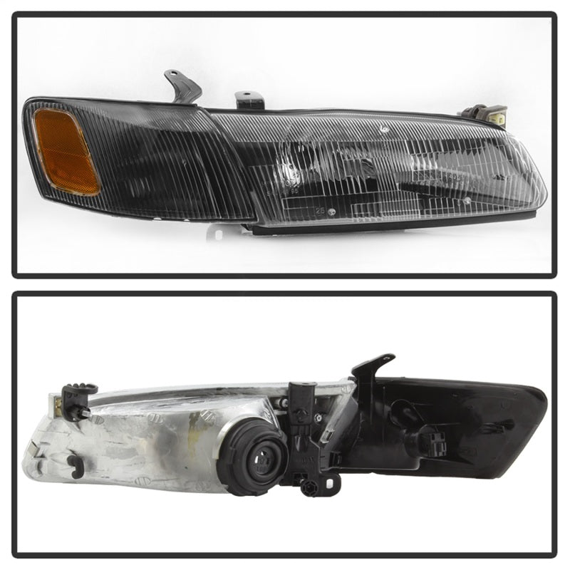 xTune 97-99 Toyota Camry 4pc OEM Style Headlights w/Corner Lights - Black (HD-JH-TCAM97-SET-BK) SPYDER