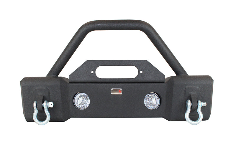 Fishbone Offroad 07-18 Jeep Wrangler JK Stubby Bumper W/Tube Guard - Black Texured Powdercoated Fishbone Offroad