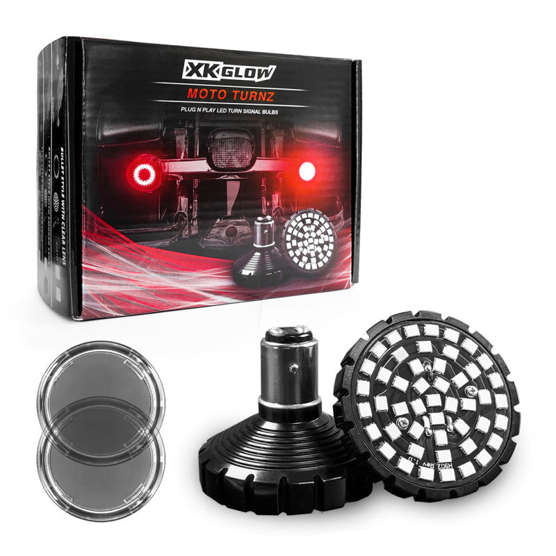 XKGlow Motorcycle Rear LED Turn Signal Kit - Bullet Style Smoked Lenses - Part XK1157B-RR-S