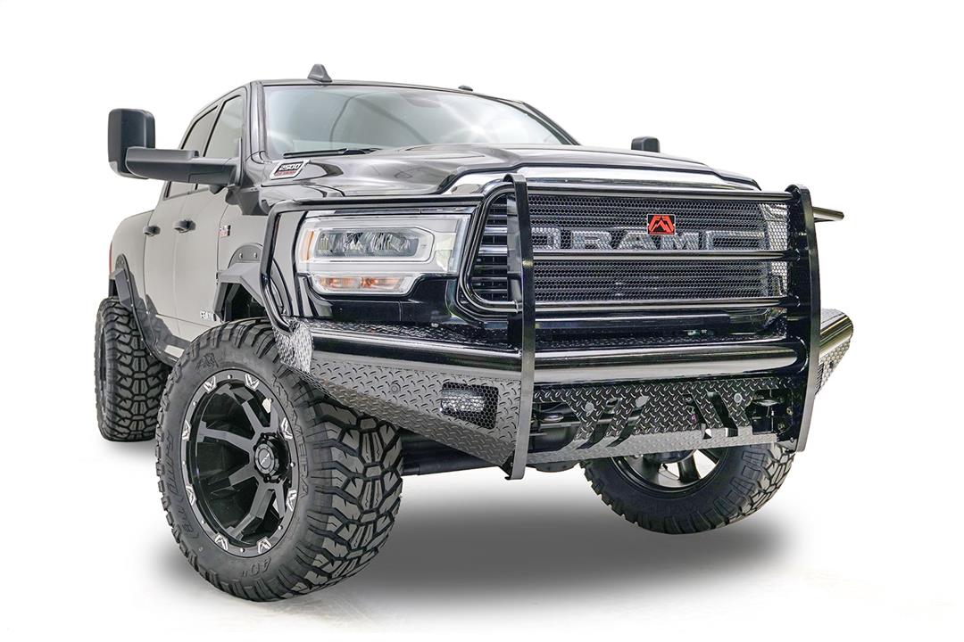 Fab Fours DR19-S4460-1 Black Steel Front Bumper w/ Full Guard for 2019–2024 Ram 2500/3500/4500/5500 eliteracefab.com