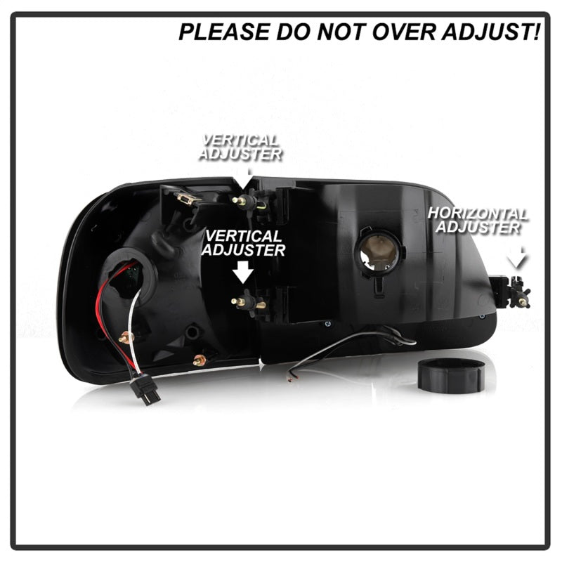 Xtune Ford F150 97-03 Crystal Headlights w/ Clear LED Corners Black HD-ON-FF15097-LED-SET-BK SPYDER