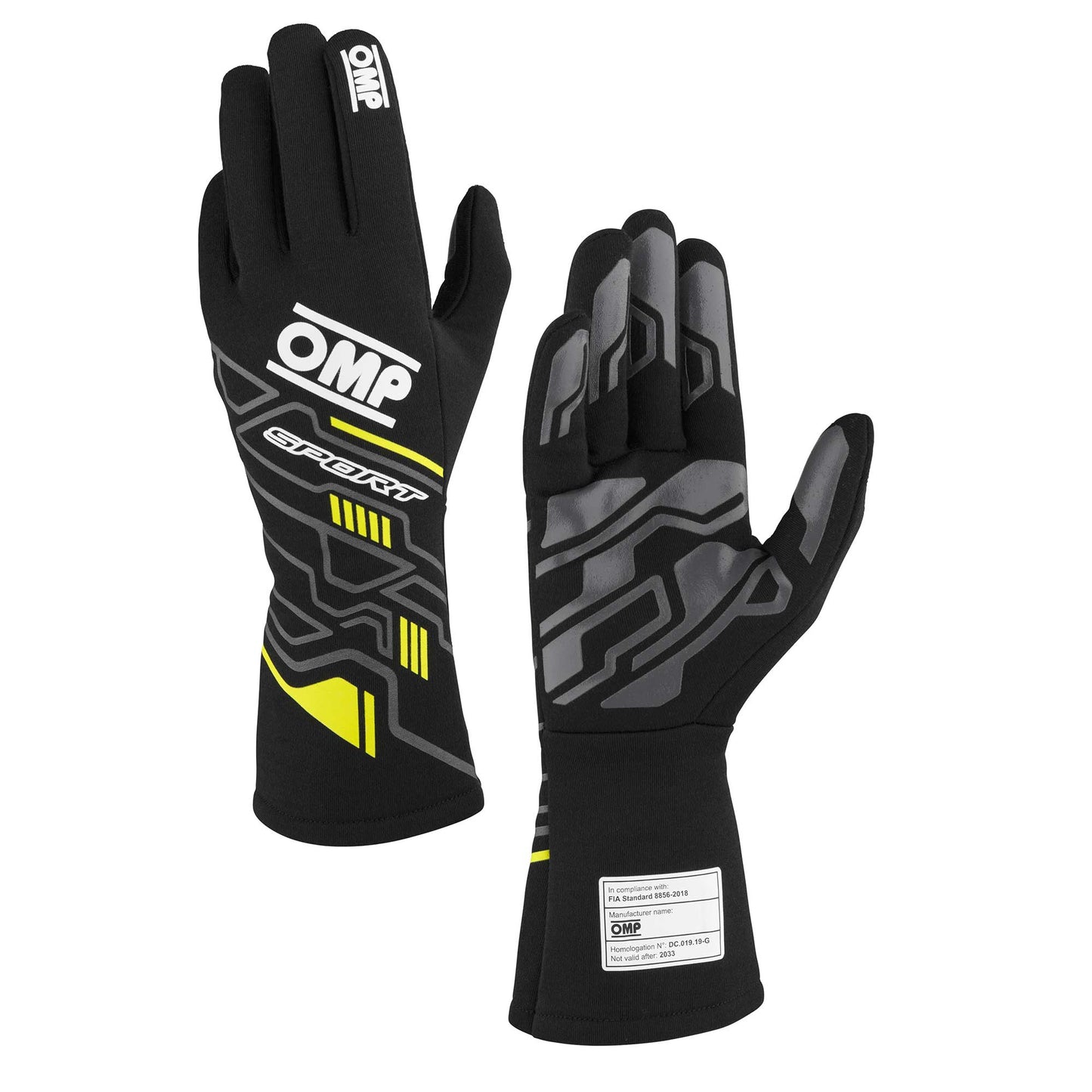 OMP Racing Sport Gloves FIA 8856-2018 Black/White - XL