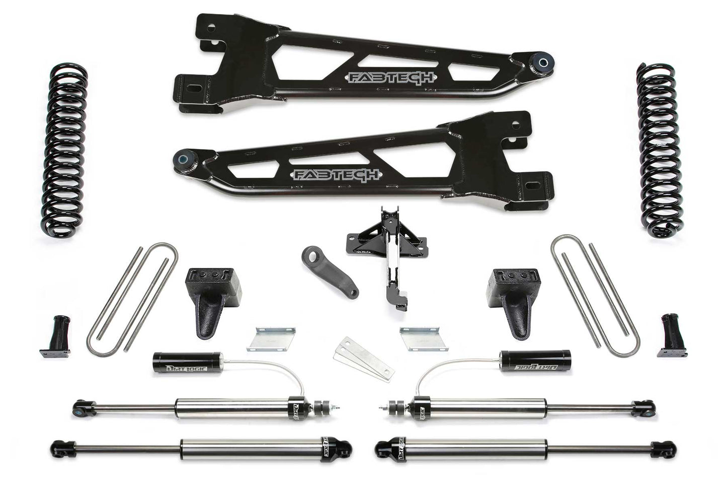 Fabtech 23-24 Ford F250/350 4WD Diesel 6in Radius Arm Lift Kit Dirt Logic 2.25 Resi Shocks