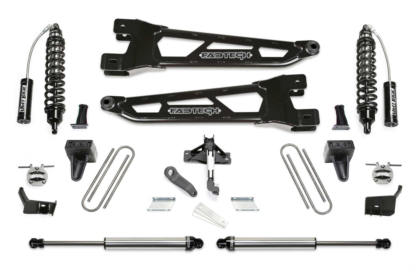 Fabtech 23-24 Ford F250/350 4WD Diesel 6in Rad. Arm Lift Kit Fr DL 2.5 Resi Clvrs & Rr DL 2.25 Shks