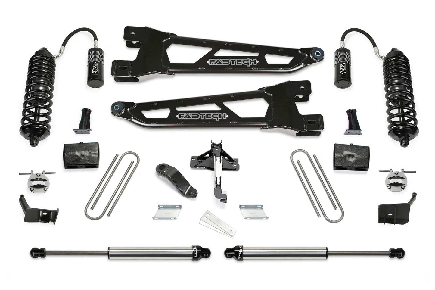 Fabtech 23-24 Ford F450/F550 4WD 6in Radius Arm Lift Kit w/ Front 4.0 Resi Coil & Rear 2.25 Shocks