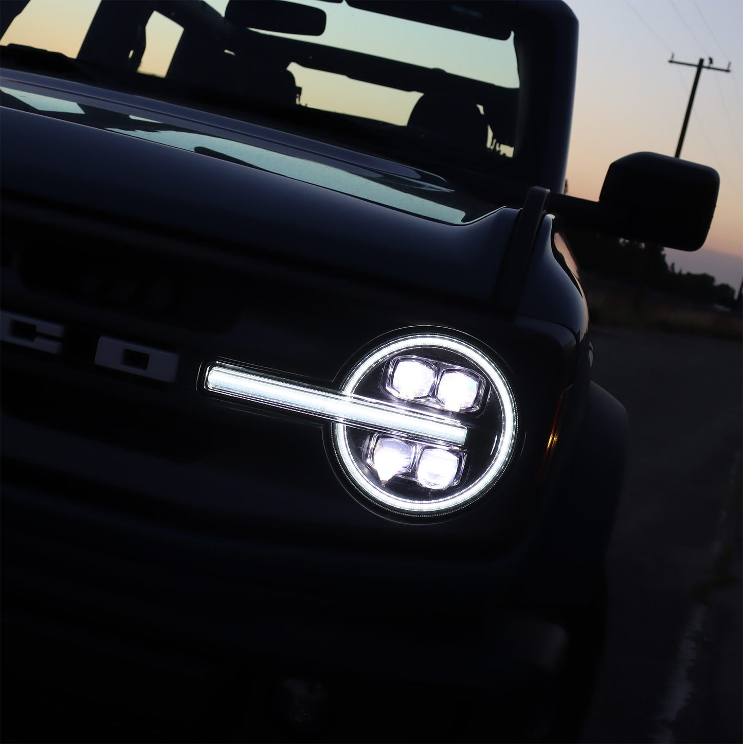 AlphaRex 21-23 Ford Bronco /22-23 Ford Bronco Raptor NOVA-Series LED Projector Headlights Alpha-black - 880259 AlphaRex