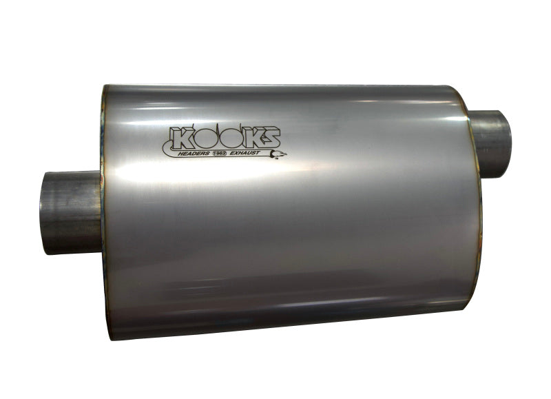 Kooks MUF-009 2.5 inch oval center inlet offset outlet stainless steel muffler 12 inch body universal