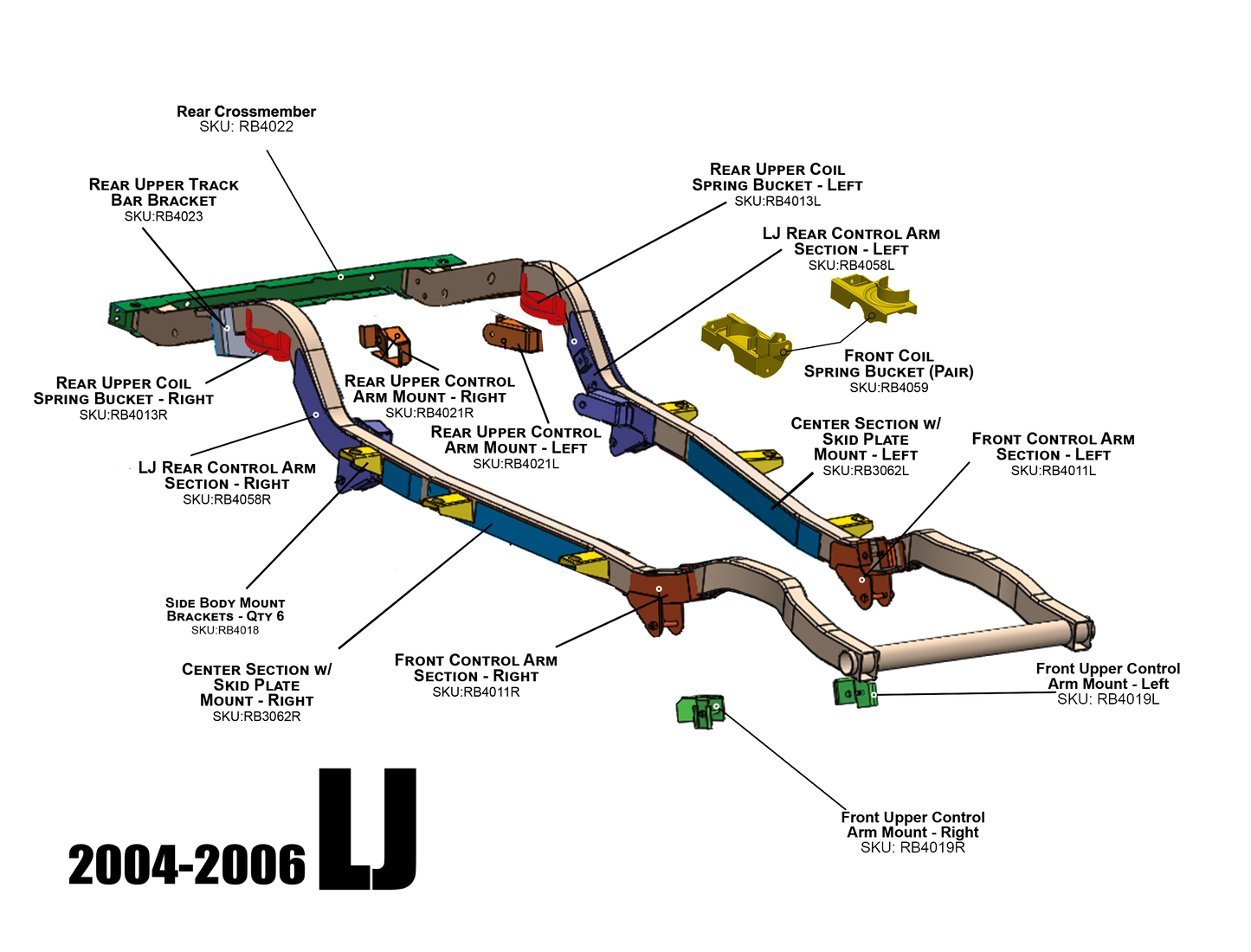 Rust Buster 2004-2006 Jeep Wrangler Unlimited LJ Rear Frame Control Arm Section - Left