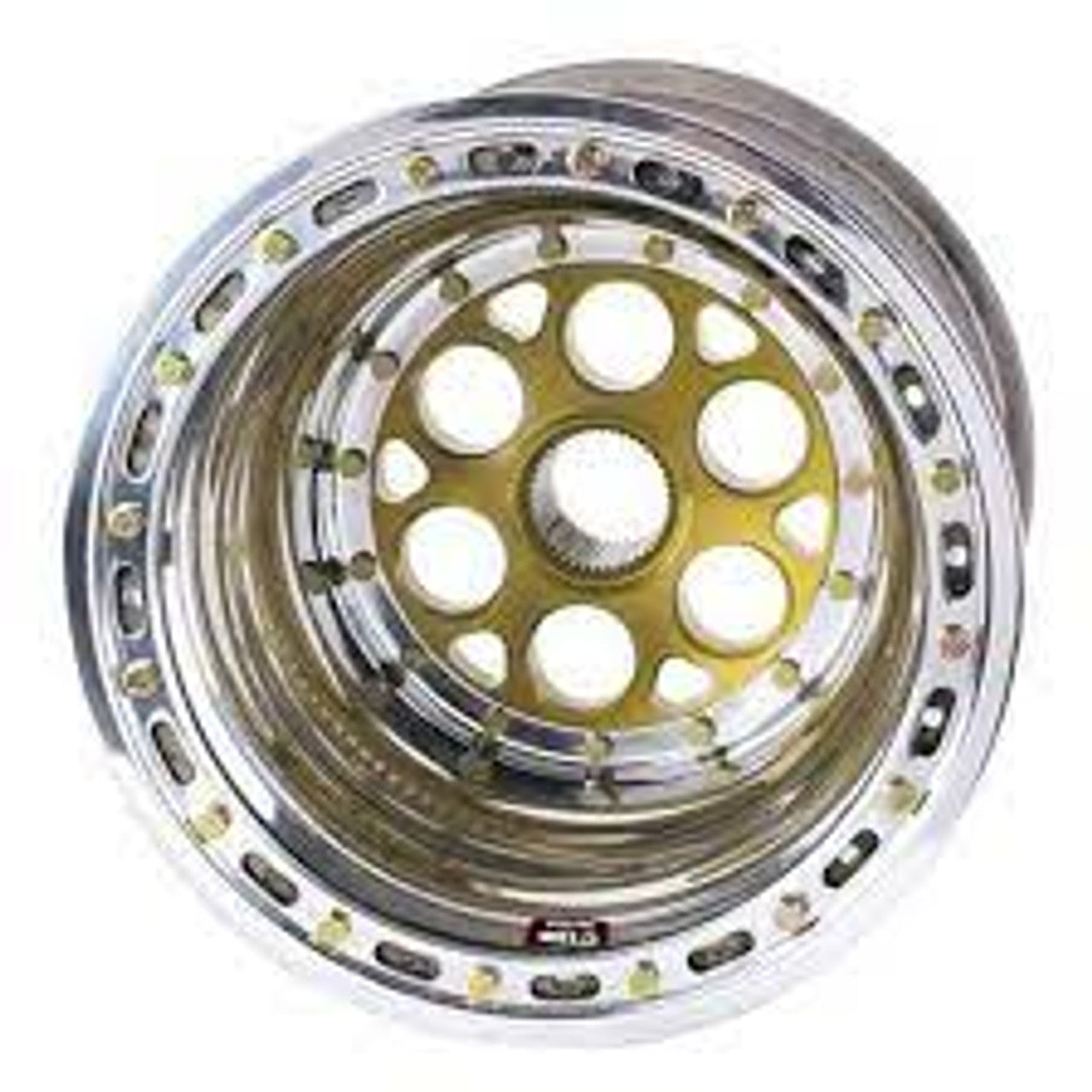Weld Magnum Sprint 15x17 / 42-Spline / 4in. BS Gold Wheel - Outer Beadlock w/6-Dzus Cover