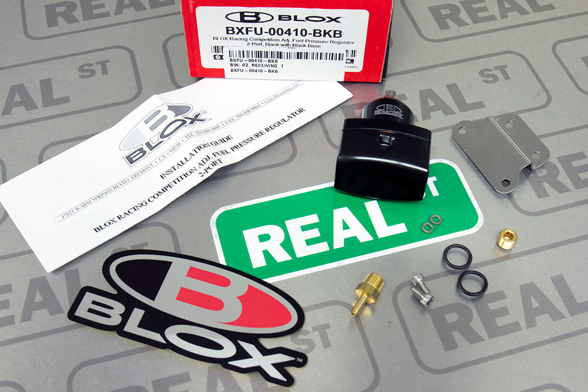 BLOX Racing 2-Port Design Black/Black Adjustable Fuel Pressure Regulator BXFU-00410-BKB BXFU-00410-BKB