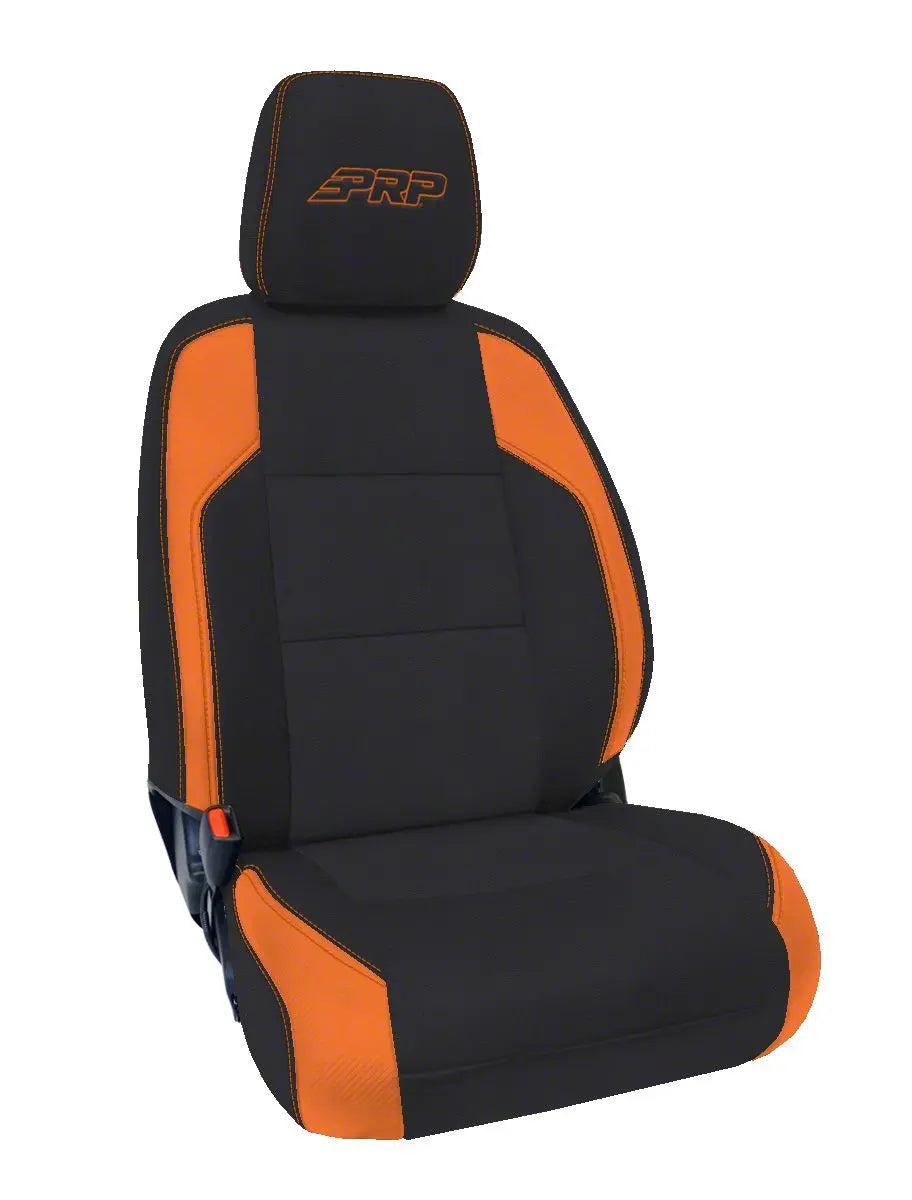 PRP 2024 Toyota Tacoma Front Seat Covers - Black and Orange (Pair) PRP Seats