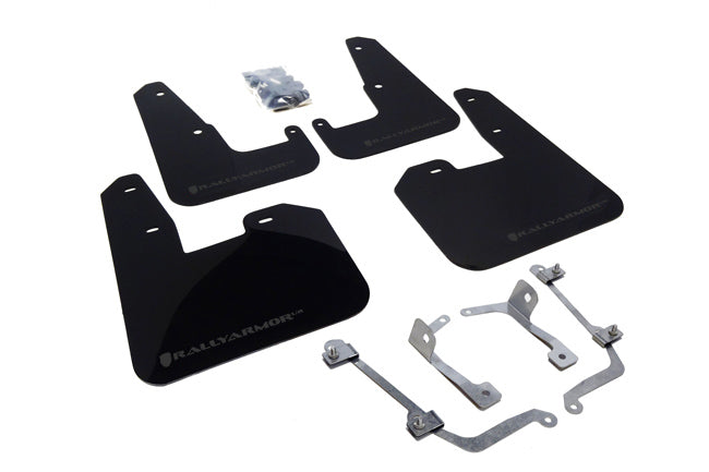 Rally Armor V.2 UR Mud Flap Kit MF15-UR-BLK/GRY for 2008–2014 Subaru STI & 2011–2014 WRX Hatch – Black with Grey Logo