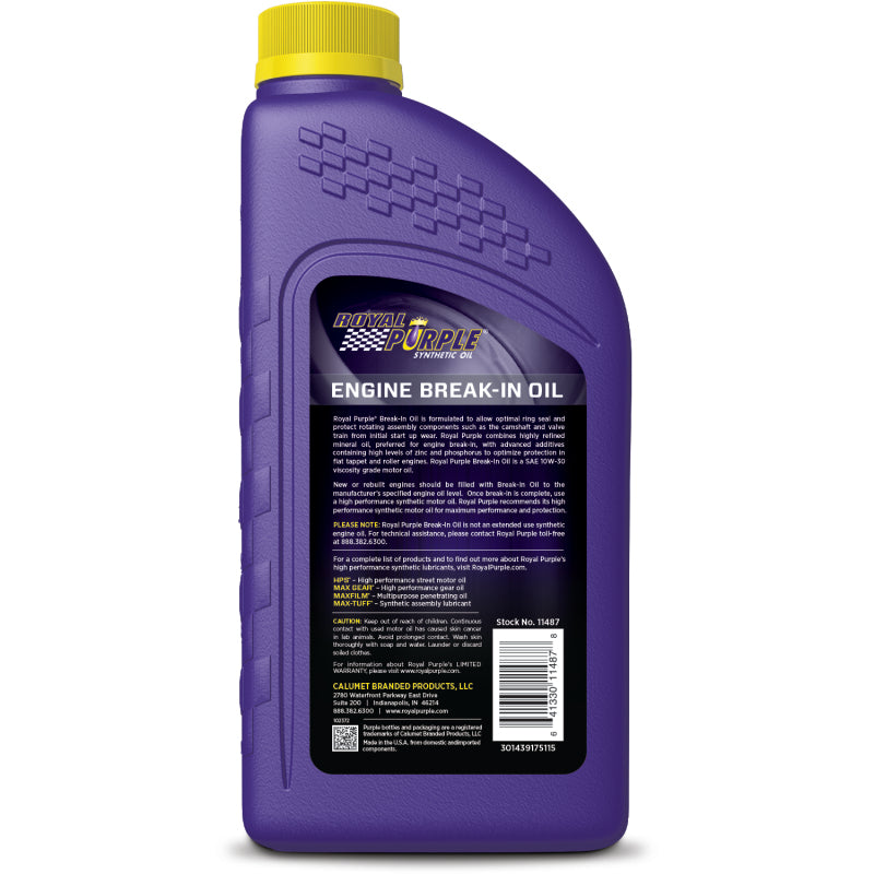 Royal Purple Engine Break-In Oil 10W-30, 6 x 1-quart case, part number 06487