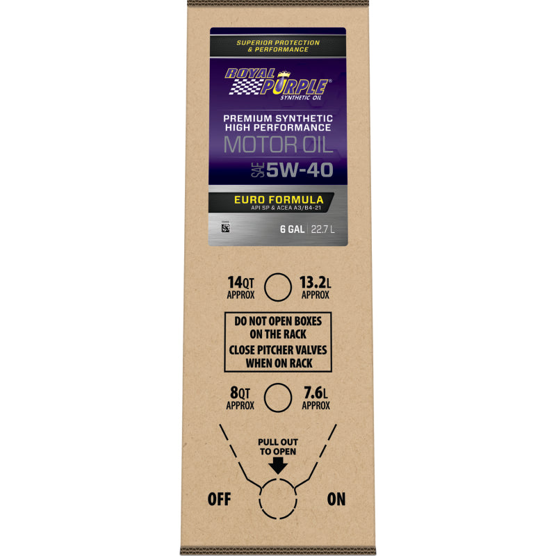 Royal Purple High Performance European Formula Synthetic Motor Oil 5W-40, 6-gallon bag-in-box, part number 60540