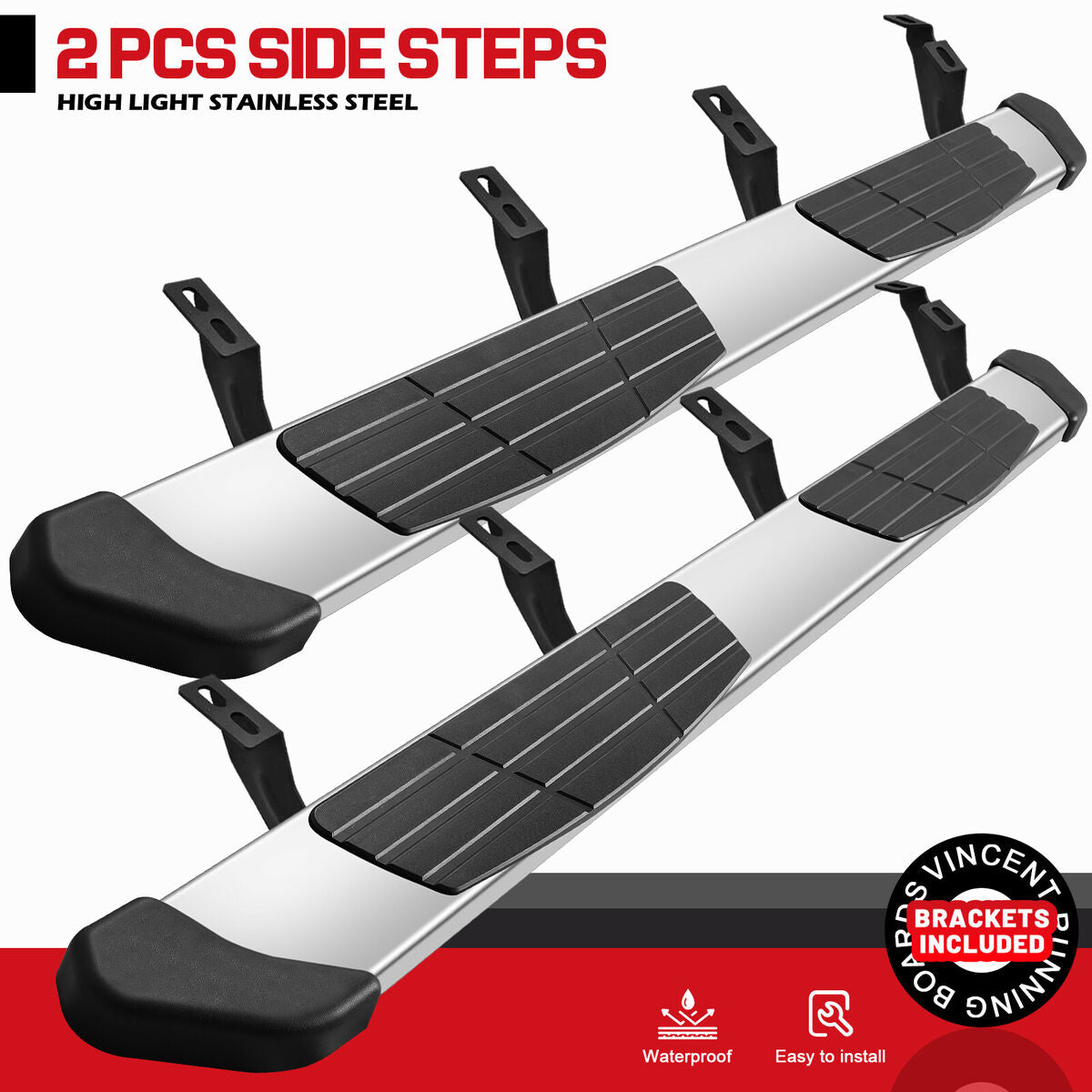 DV8 Offroad 24-25 Toyota Land Cruiser OE Plus Side Steps - Black Steel