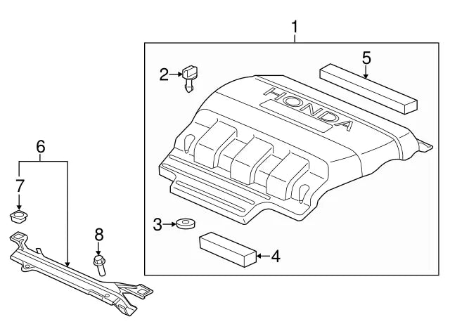 GENUINE OEM HONDA Pilot Odyssey Ridgeline Engine Cover Mounting Locking Stud X1