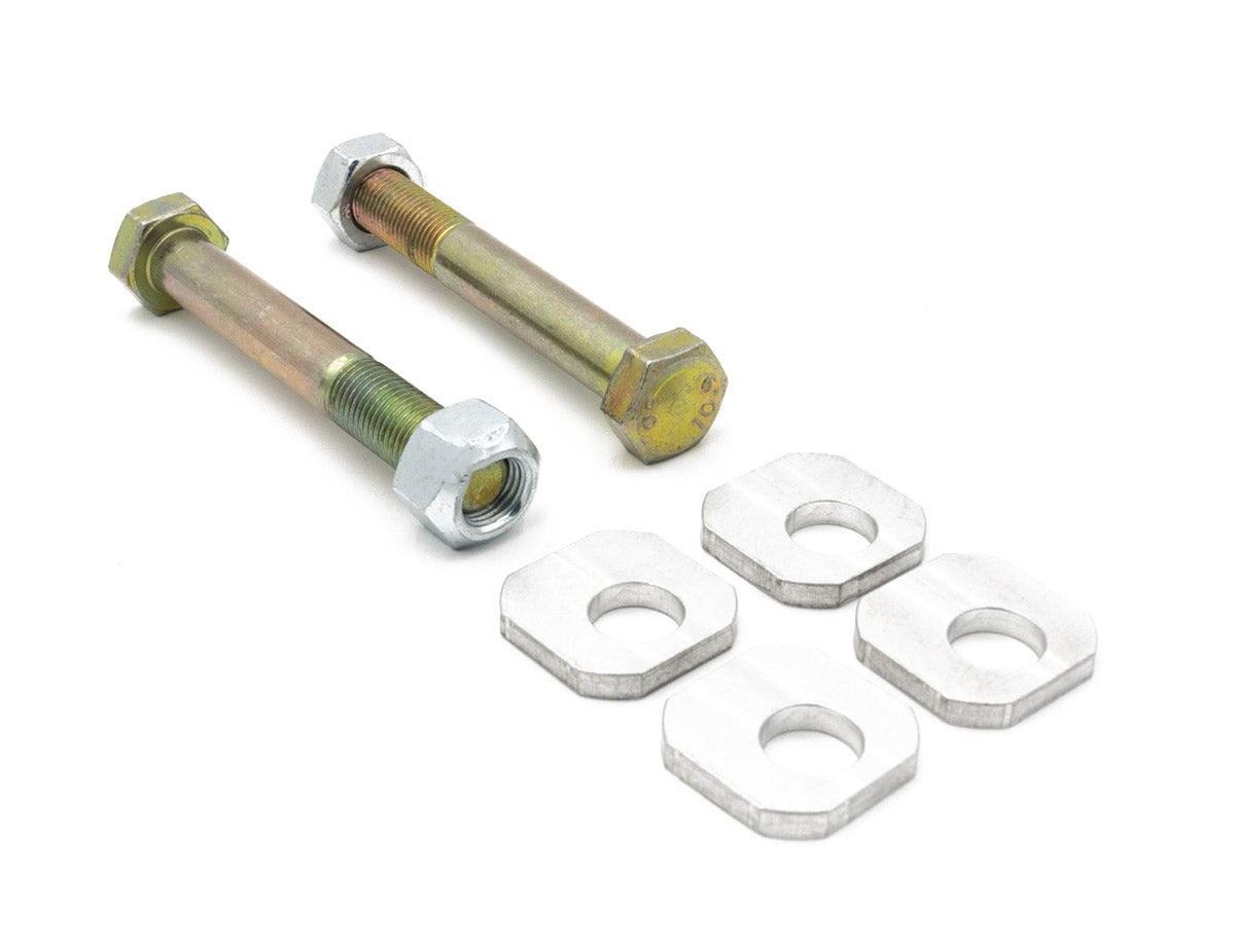 SPL Parts rear eccentric camber lockout kit for BMW E9X and F3X chassis, designed to eliminate OEM camber eccentric slip and maintain precise rear alignment