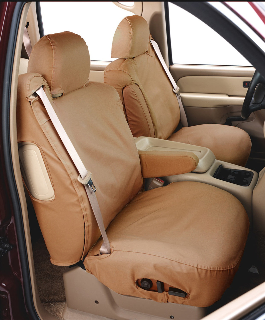 Covercraft 21-23 Chevrolet Tahoe/ Polycotton SeatSaver Custom Front Row Seat Covers - Wet Sand