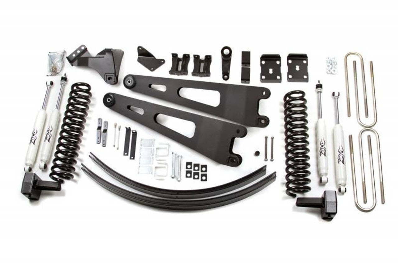 Zone Offroad 2011+ Ford Super Duty 4-Inch Radius Arm System - Gas w/Overload - Fox Shocks - ZONF28N