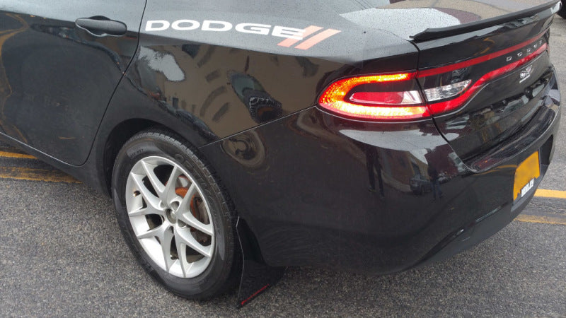 Rally Armor 2013-2016 Dodge Dart UR Black Mud Flap w/ White Logo - eliteracefab.com