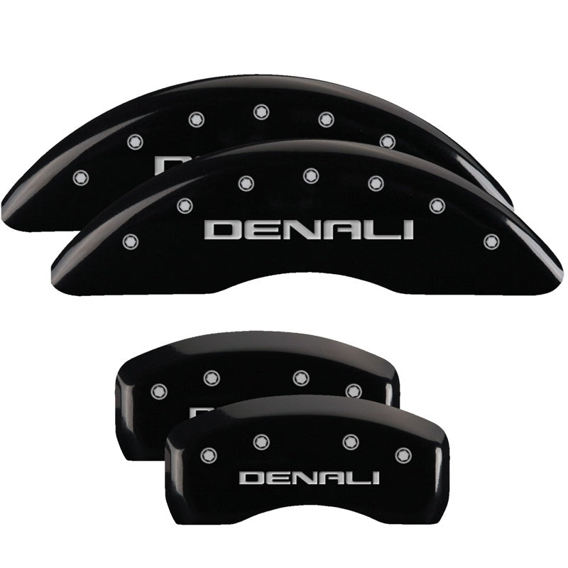 MGP 4 Caliper Covers Engraved Front & Rear Denali Black finish silver ch MGP