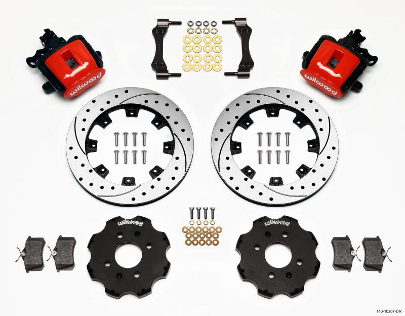 Wilwood Combination Parking Brake Rear Kit 12.19in Drilled Red Civic / Integra Disc 2.39 Hub Offset Wilwood