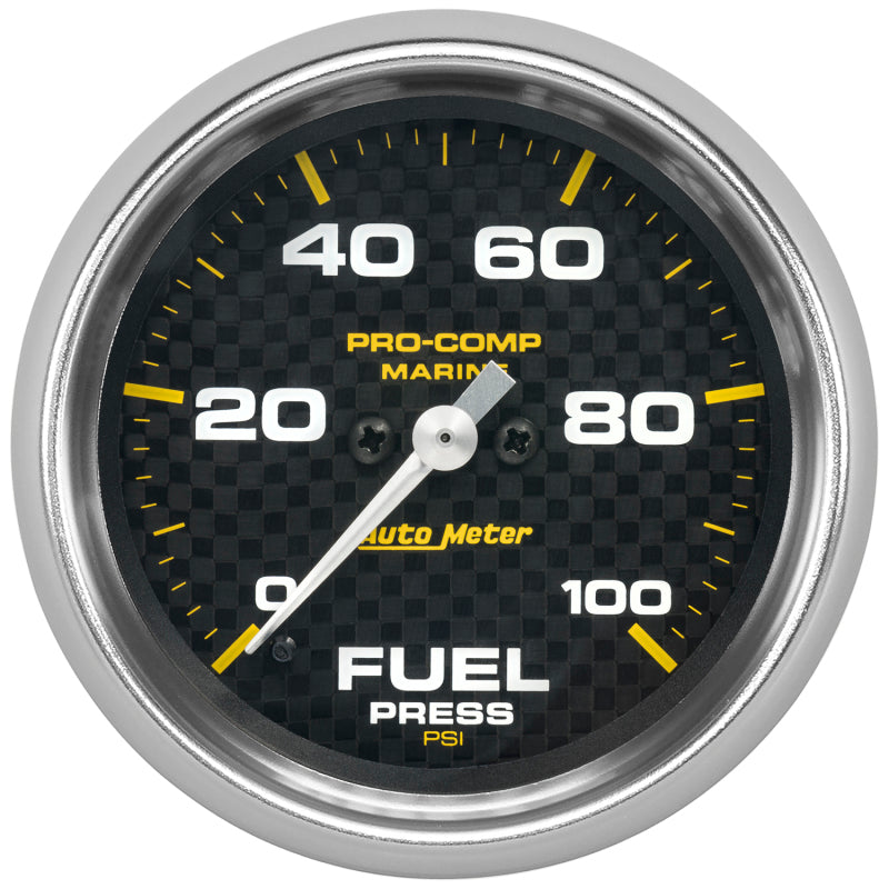 Autometer Marine Carbon Fiber 2-5/8in 100 PSI Digital Stepper Motor Fuel Pressure Gauge 200851-40