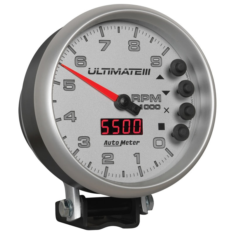 Autometer 5 inch Ultimate III Playback Tachometer 9000 RPM - Silver 6882