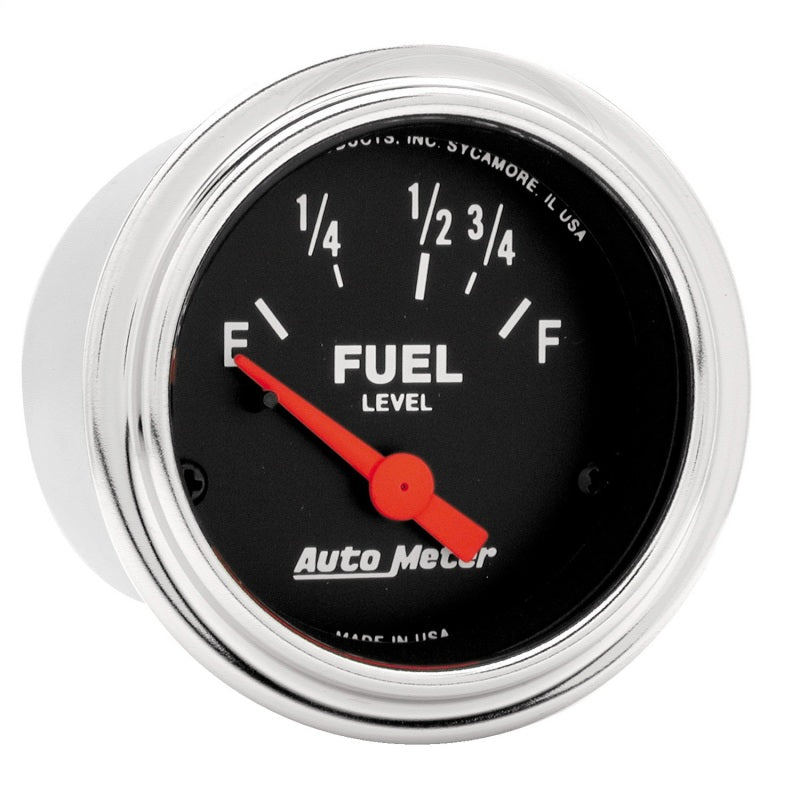 Autometer Traditional Chrome 52mm Short Sweep Electrical Fuel Level Gauge 2515