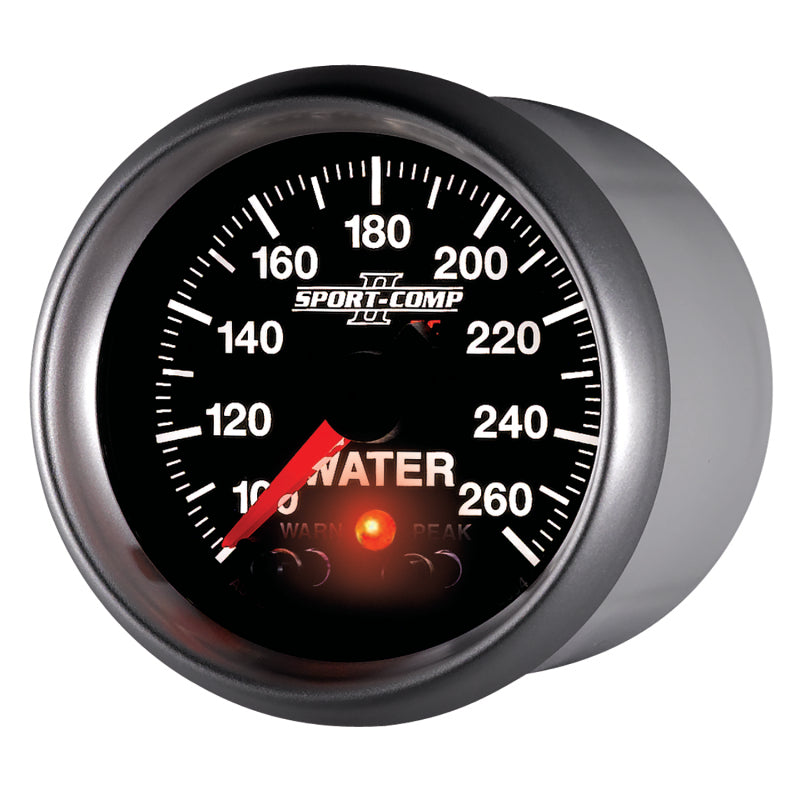 Autometer Sport-Comp II 52.4mm 100-260 Deg F Water Temp Peak & Warn w/ Electronic Control Gauge 3654