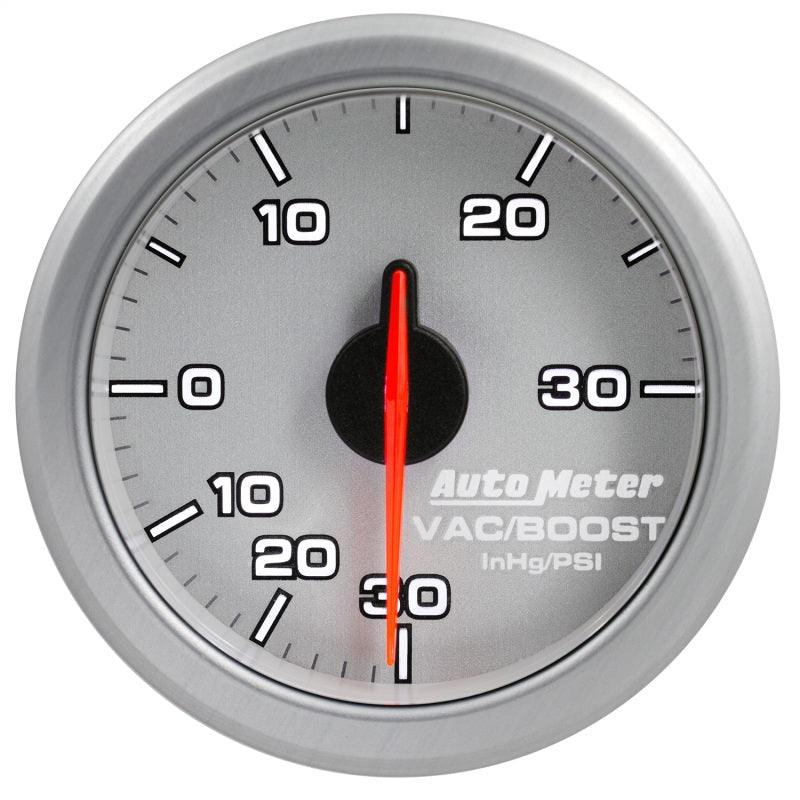 Autometer Airdrive 2-1/6in Boost/Vac Gauge 30in HG/30 PSI - Silver 9159-UL