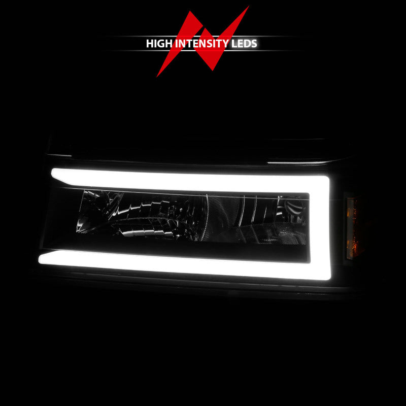 ANZO 04-12 GM Colorado/Canyon/I-Series Crystal Headlights - w/ Light Bar Black Housing 4pcs ANZO