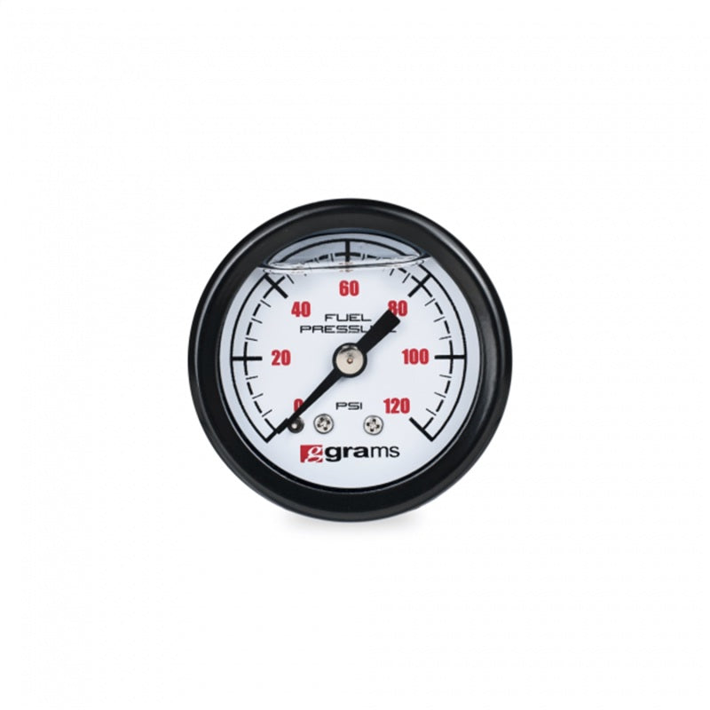 Grams Performance Universal 0-120 PSI Fuel Pressure Guage - White Face - eliteracefab.com