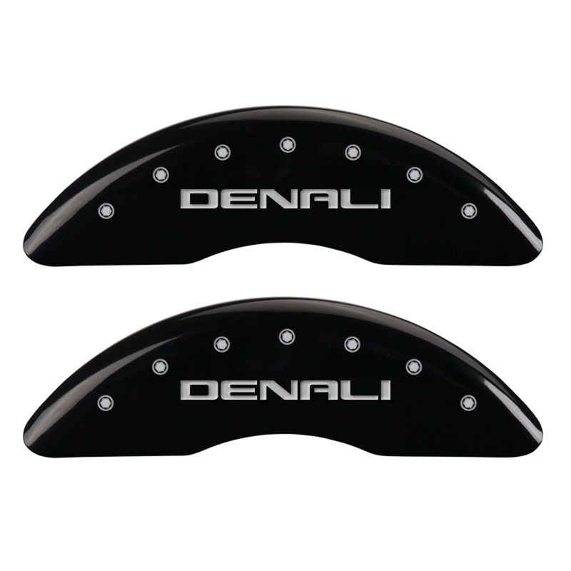 MGP 4 Caliper Covers Engraved Front & Rear Denali Black finish silver ch MGP