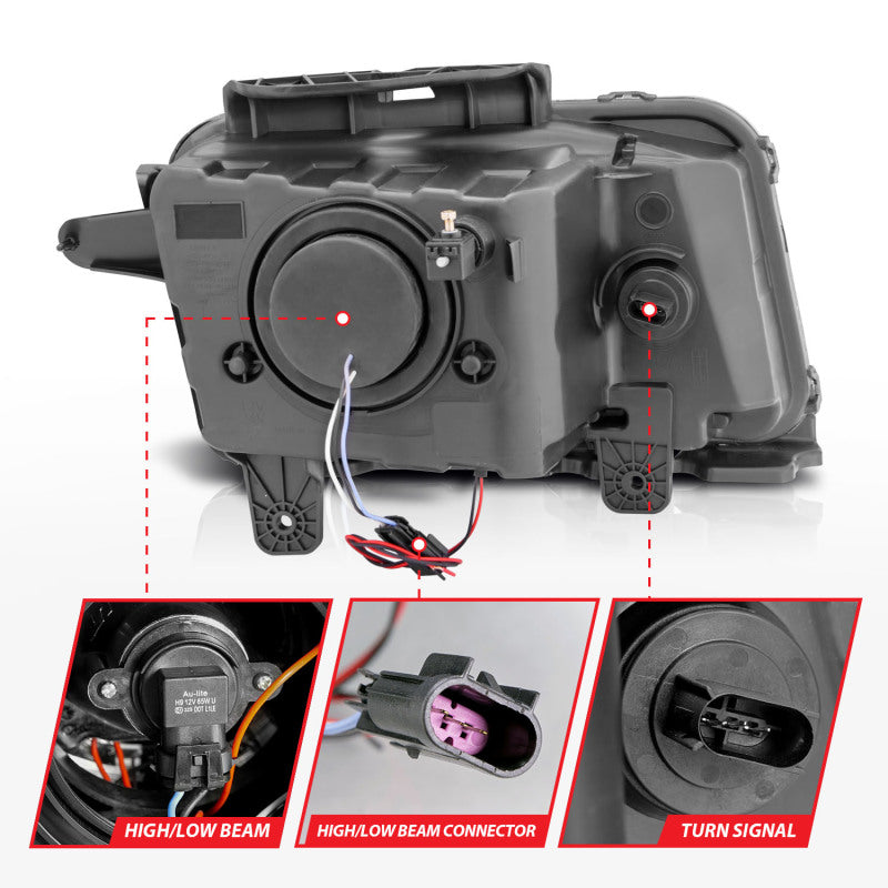 ANZO 2010-2013 Chevrolet Camaro Projector Headlights w/ Halo Chrome (CCFL) ANZO