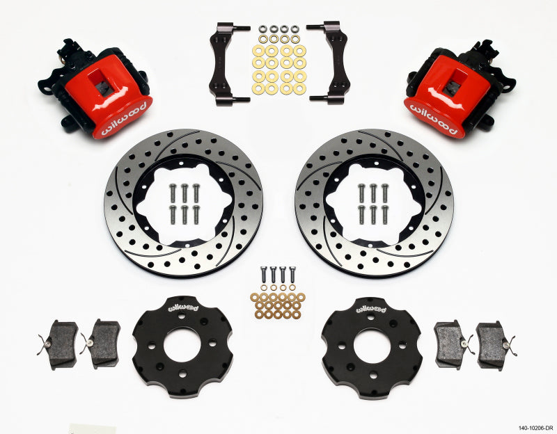 Wilwood Combination Parking Brake Rear Kit 11.00in Drilled Red Civic / Integra Disc 2.39 Hub Offset - eliteracefab.com