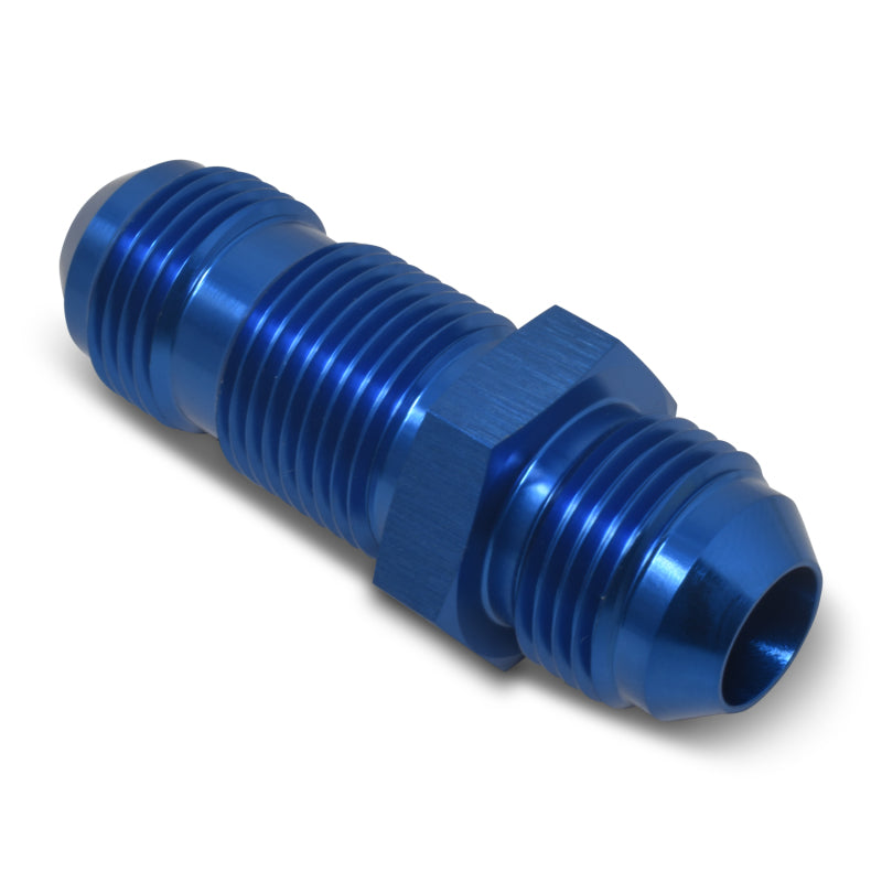 Russell -3 AN Straight Flare Bulkhead Fitting Blue - 661160