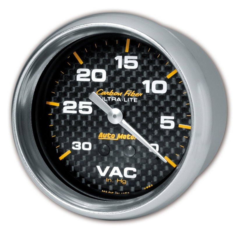 AutoMeter Gauge Vacuum 2-5/8in. 30Inhg Mechanical Carbon Fiber 4884