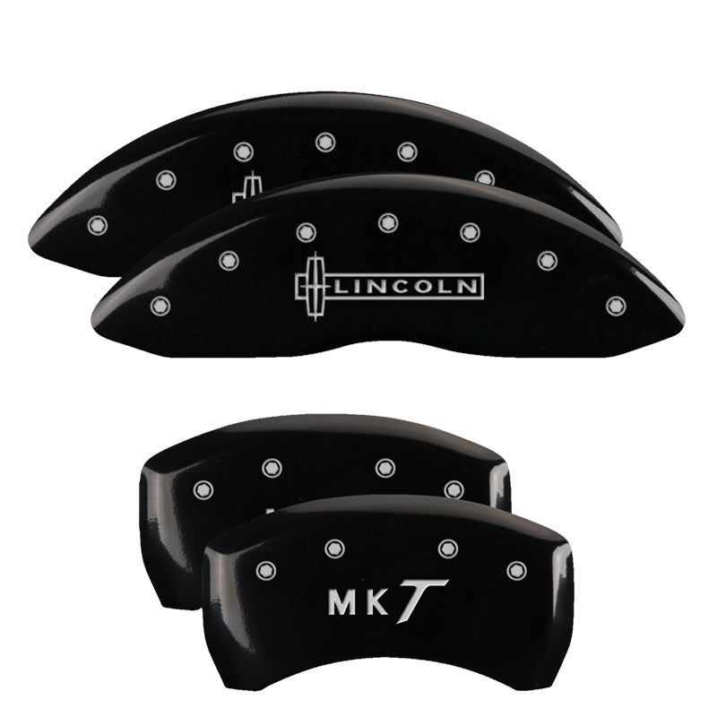 MGP 4 Caliper Covers Engraved Front Lincoln Engraved Rear Star logo Black finish silver ch MGP