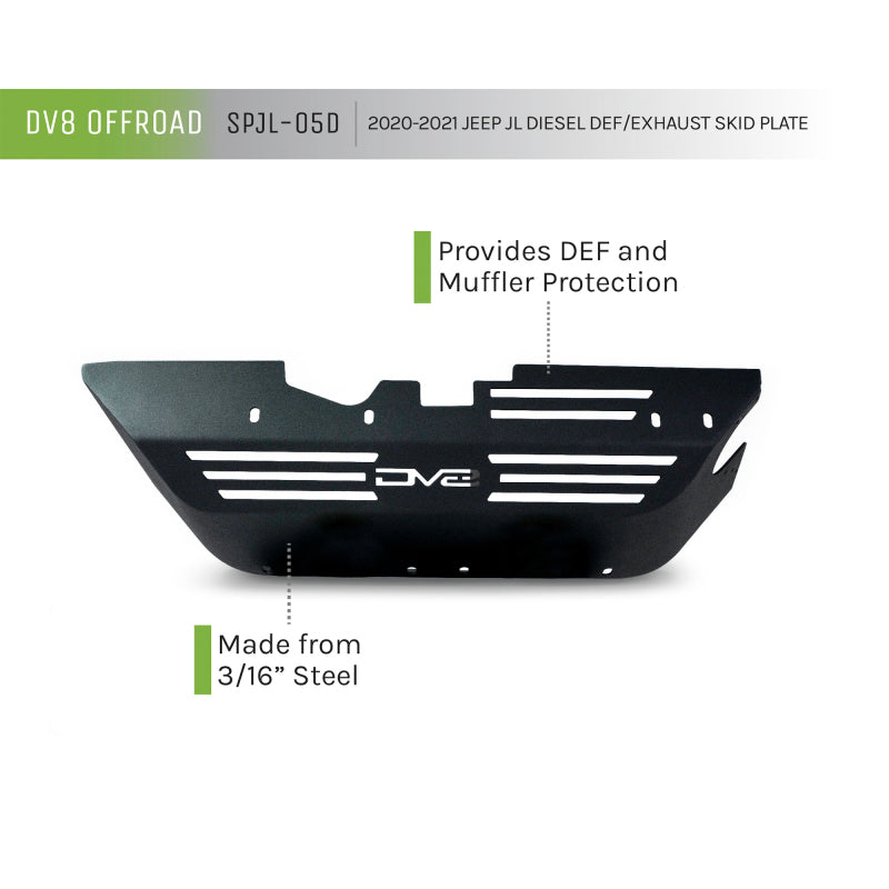 DV8 Offroad 20-22 Jeep Wrangler JL (3.0L Diesel) Rear Diff Skid Plate for Dana 44 SPJL-05D