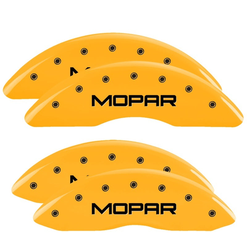 MGP 4 Caliper Covers Engraved Front & Rear MOPAR Yellow finish black ch MGP