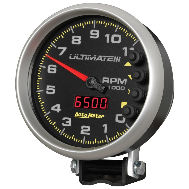AutoMeter Gauge Tach 5in. 11K RPM Pedestal Datalogging Ultimate IIi Playback Black 6888