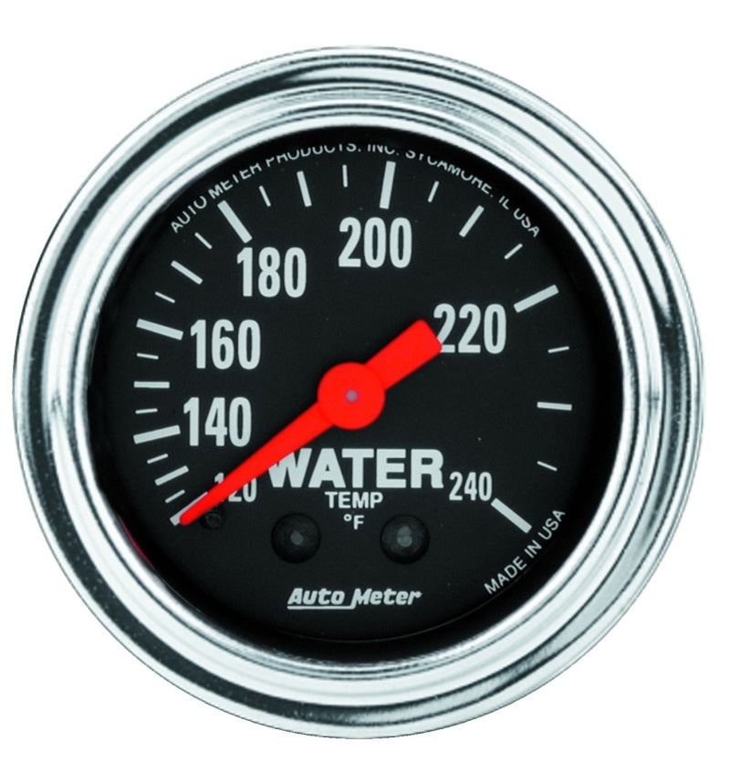 AutoMeter Gauge Water Temp 2-1/16in. 120-240 Deg. F Mechanical 12ft. Traditional Chrome 2433