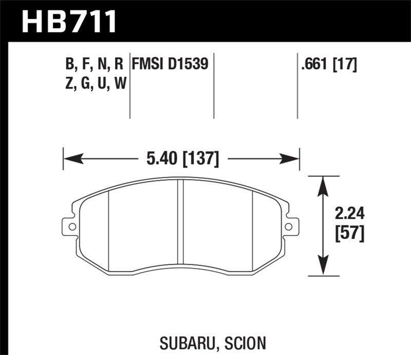Hawk Performance DTC-80 Front Brake Pads - HB711Q.661 Hawk Performance