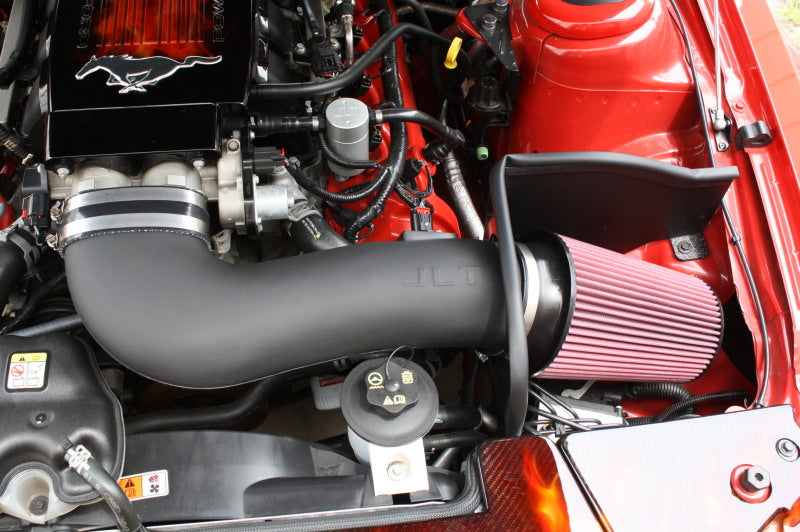 JLT 05-09 Ford Mustang GT Series 3 Black Textured Cold Air Intake Kit w/Red Filter - Tune Req - eliteracefab.com