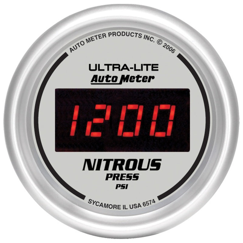 Autometer Ultra-Lite 2-1/16in 1600 PSI Digital Nitrous Pressure Gauge - Silver 6574