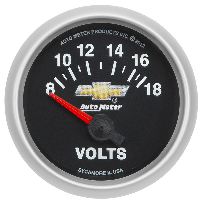 AutoMeter Gauge Voltmeter 2-1/16in. 18V Electric Chevy Gold Bowtie 880444