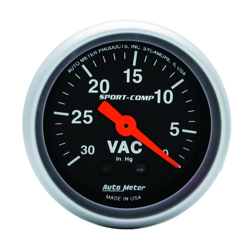 Autometer Sport-Comp 2-1/16in. 30 IN HG Mechanical Vacuum Gauge 3384