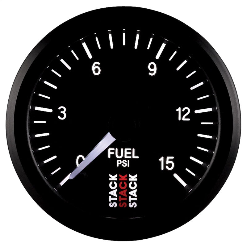 Autometer Stack 52mm 0-15 PSI 1/8in NPTF Male Pro Stepper Motor Fuel Pressure Gauge - Black ST3304