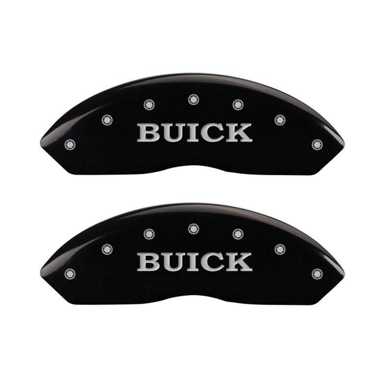 MGP 4 Caliper Covers Engraved Front Buick Engraved Rear Buick Shield Black finish silver ch MGP